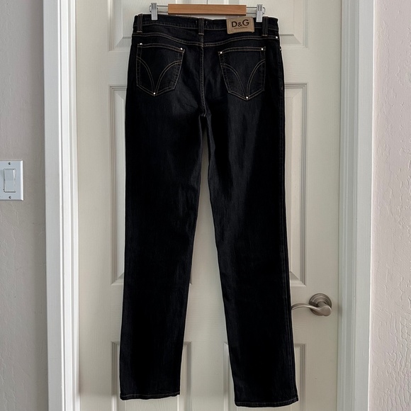 Dolce & Gabbana Vintage Y2K Straight Leg Jean in Black w/ Rhinestone IT 50 US 14 - Picture 3 of 16